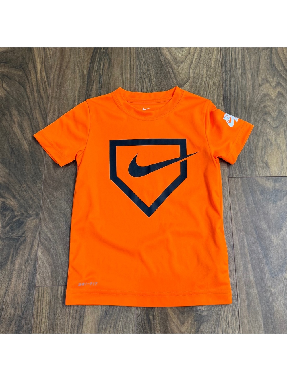 Nike Dri-FIT Boys XS 4 3-4Y Orange Baseball Logo Athletic Performance Tee